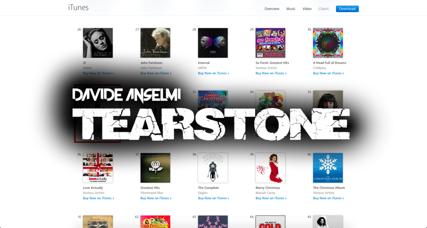 NEWS: TEARSTONE nella TOP 100 di iTunes Australia nelle prime ore di venerdì mattina